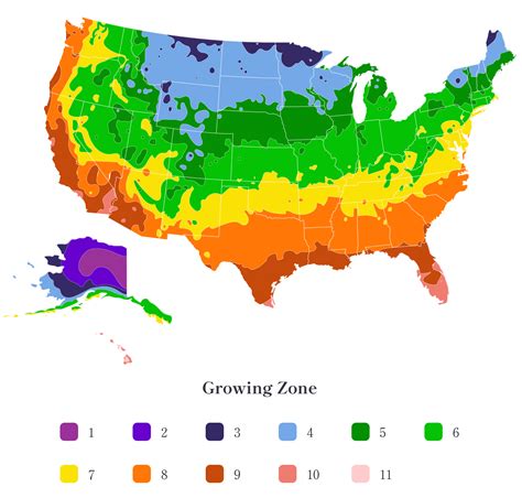 MAP of Growing Zones in the United States